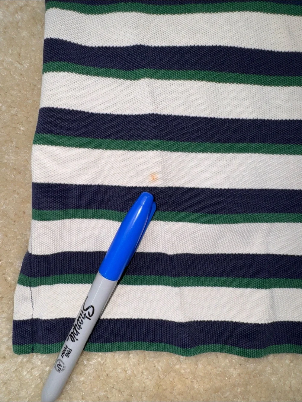 Polo by Ralph Lauren Navy, White & Green Striped Cotton Polo